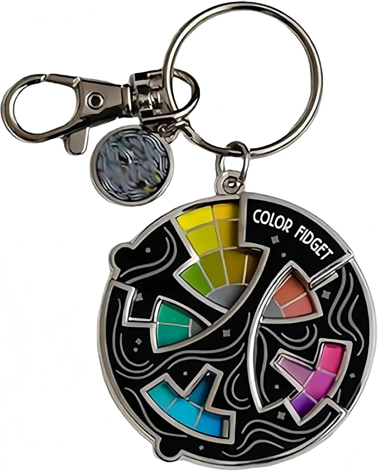 Color Fidget Wheel Keychain  Enamel Spinner Pin with Dual Rotating Masks , Fidget Spinner & Creative Design Tool (1)
