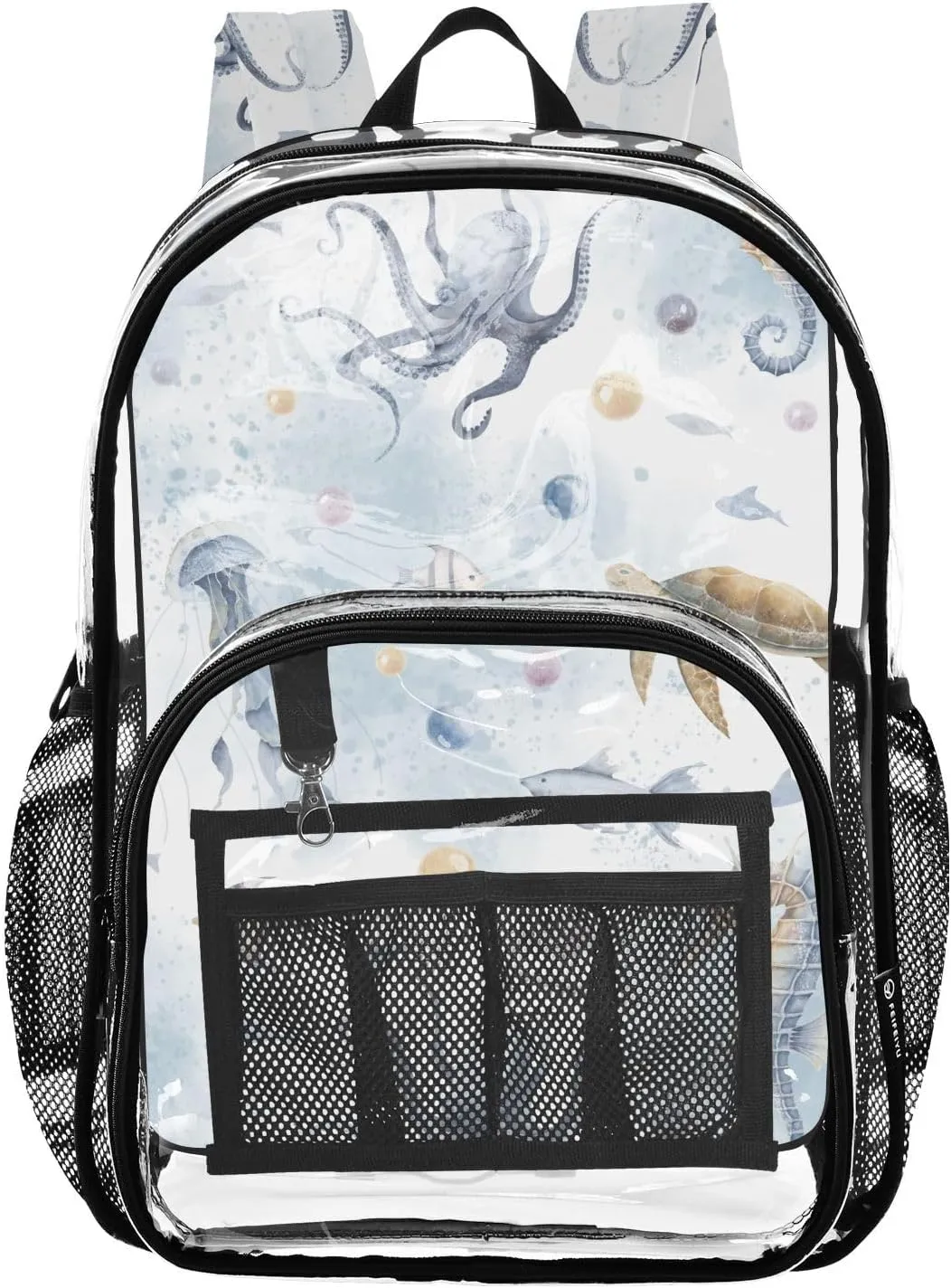 Colorful Fishes Clear Backpack Transparent Bag for Girls Boys Kids Backpacks See Through Bookbag Plastic Daypack for Teens Stadium Events School