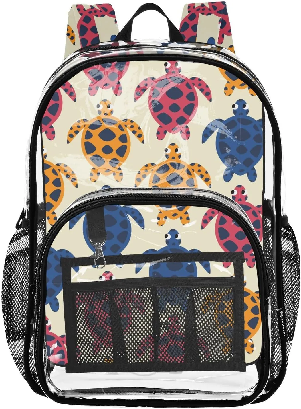 Colorful Sea Turtles Clear Backpack Transparent Bag for Girls Boys Kids Backpacks See Through Bookbag Plastic Daypack for Stadium Events School Travel