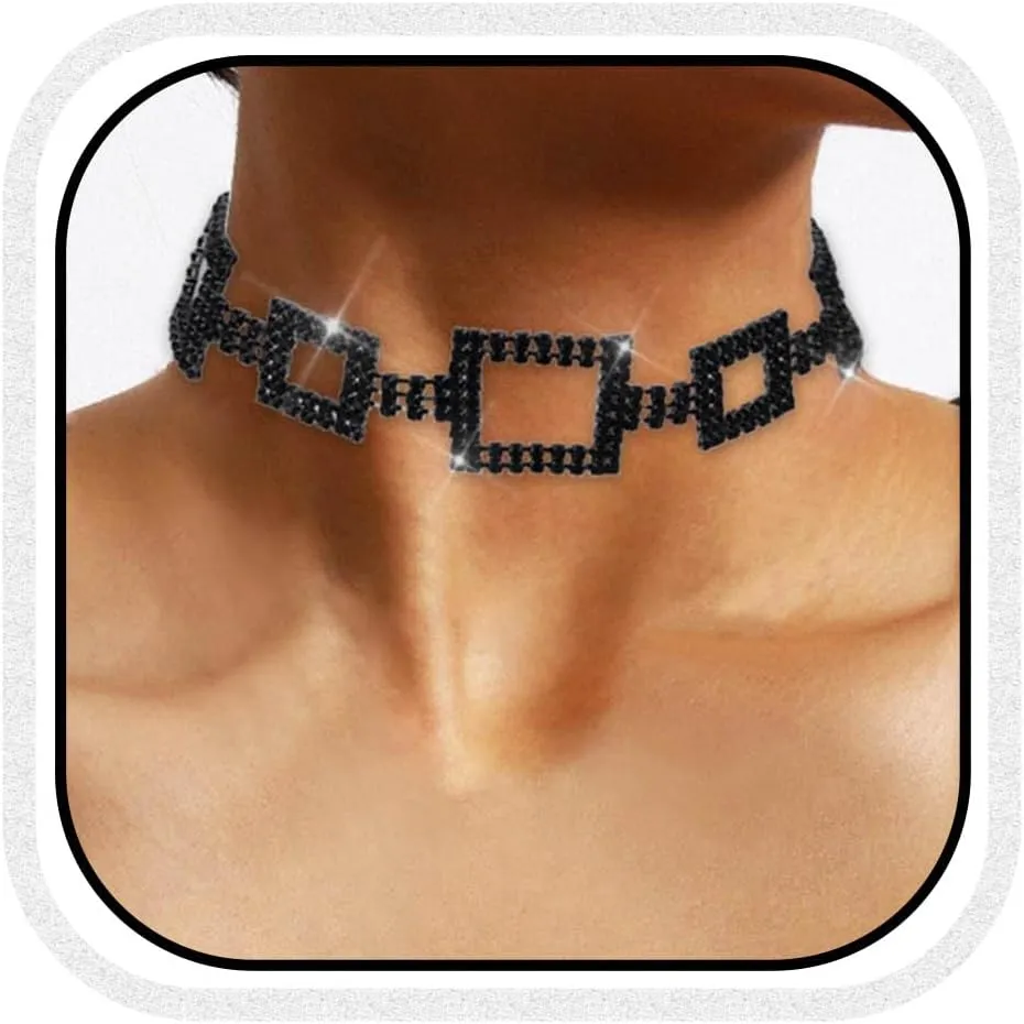 COSYDAYS Rhinestone Choker Necklace Silver Diamond Choker Sparkly Necklace Jewelry Accessories for Women