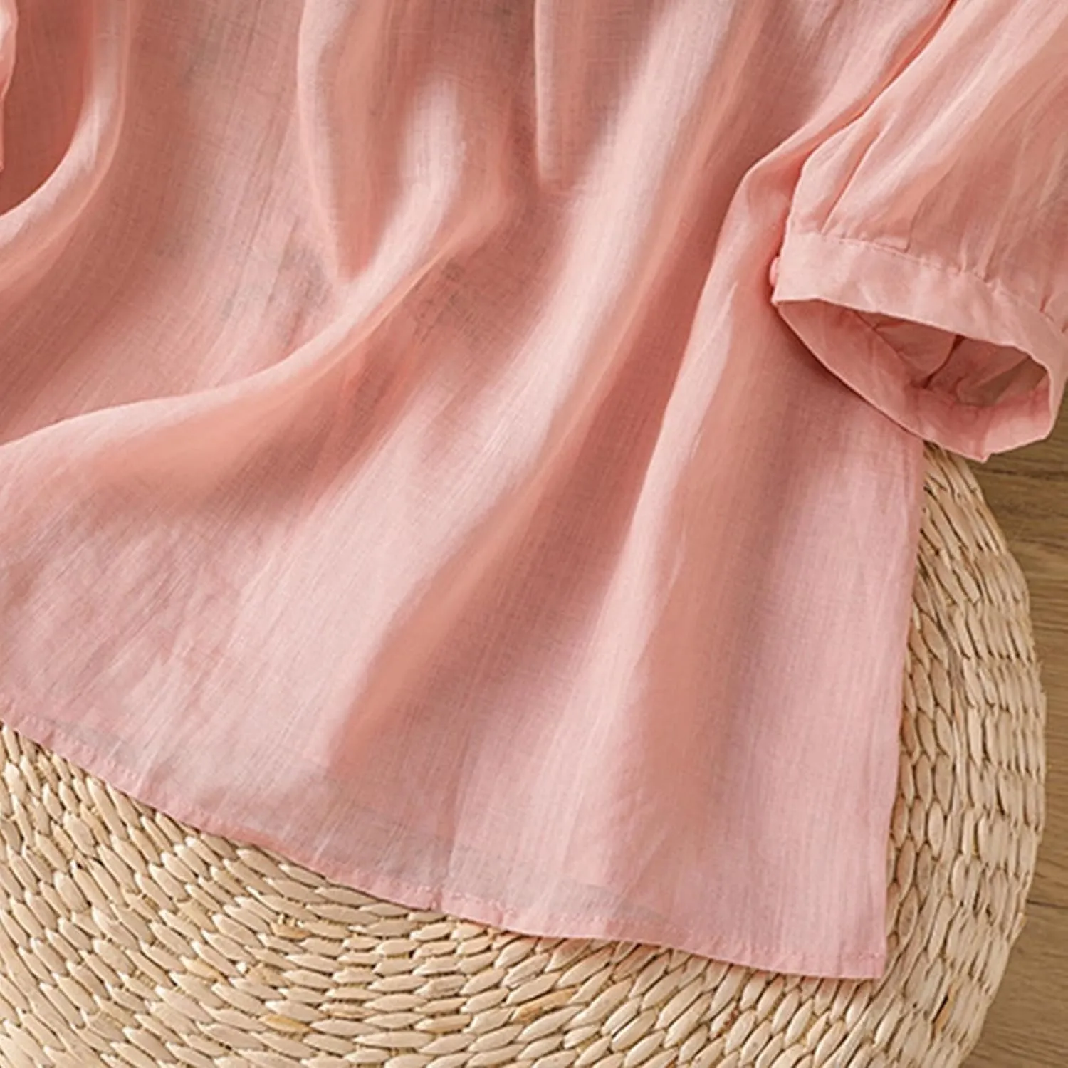 Cotton Linen Shirts for Women Summer 2025 Boho Retro Embroidered Tops 3/4 Sleeve Dressy Casual Blouses Loose Tunics