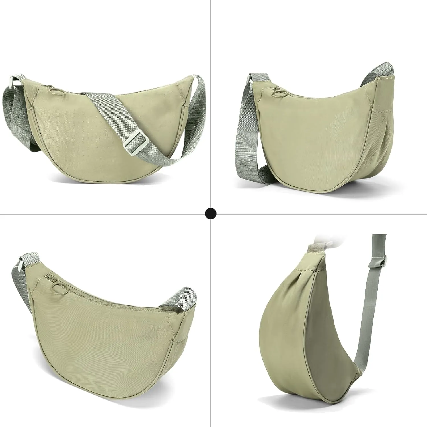 Crescent Crossbody Bag for Women Lightweight Small Nylon Sling Bag with Adjustable Strap