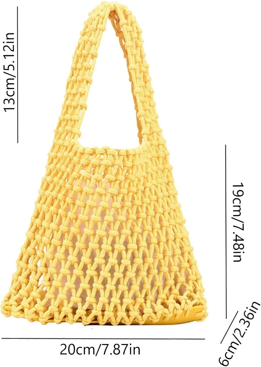 Crochet Tote bag for Women Mesh Knitted Satchel Purses Crochet Bucket Top-handle Drawstring Woven Beach Bag Travel