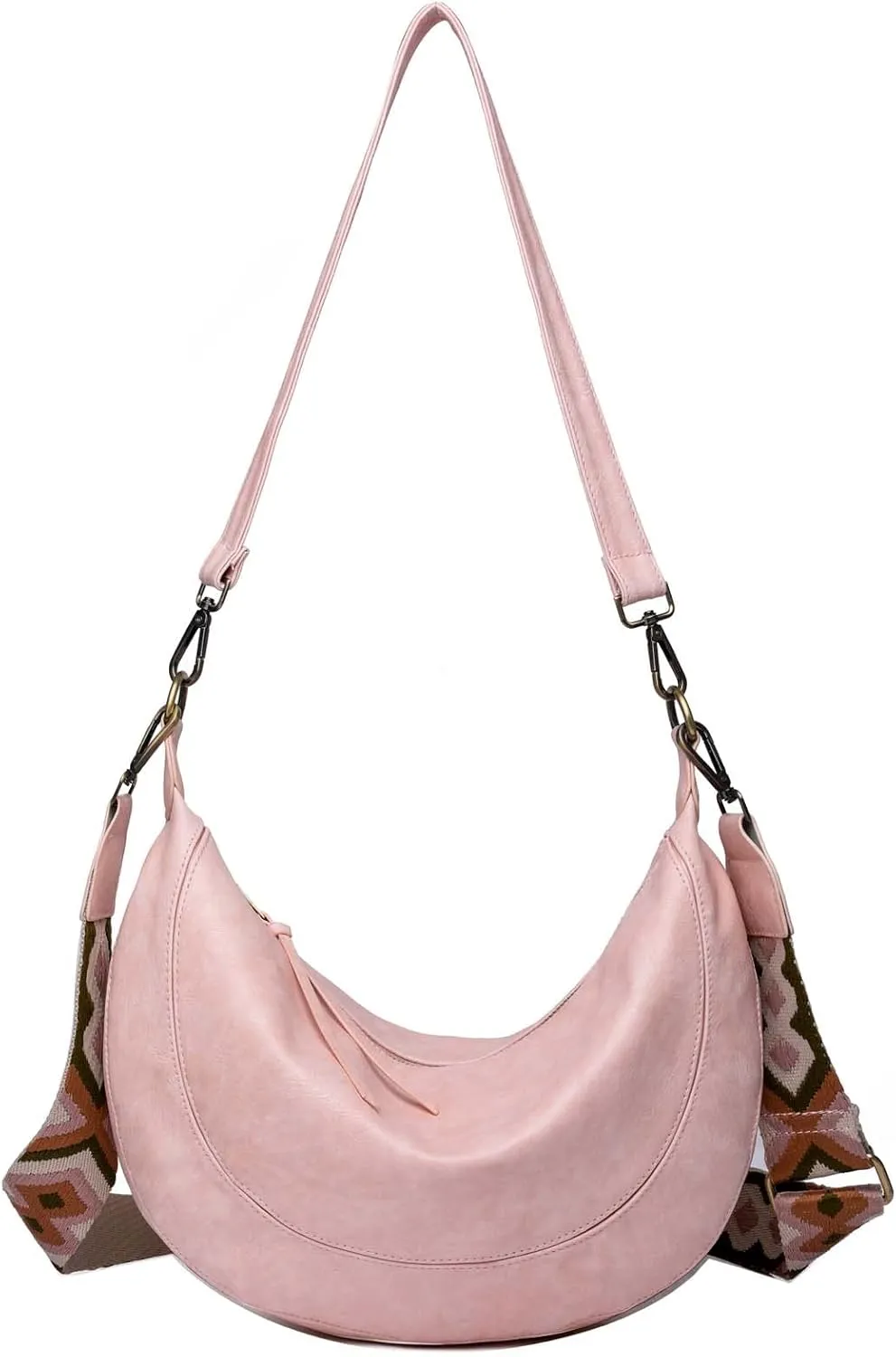 Crossbody Shoulder Bag Moon Hobo Bag with 2 Removable Shoulder Straps for Women Ladies Chic Satchel PU Leather
