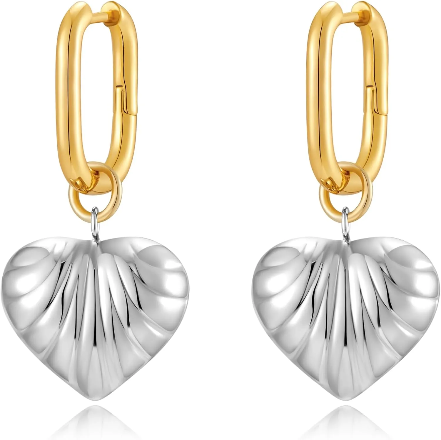 Cute Heart Earrings for Women Dainty Gold Plated Heart Dangle Earrings Hypoallergenic Gold and Silver Heart Huggie Earrings Simple Heart Charm Huggie Hoop Earrings Trendy Valentines Earrings