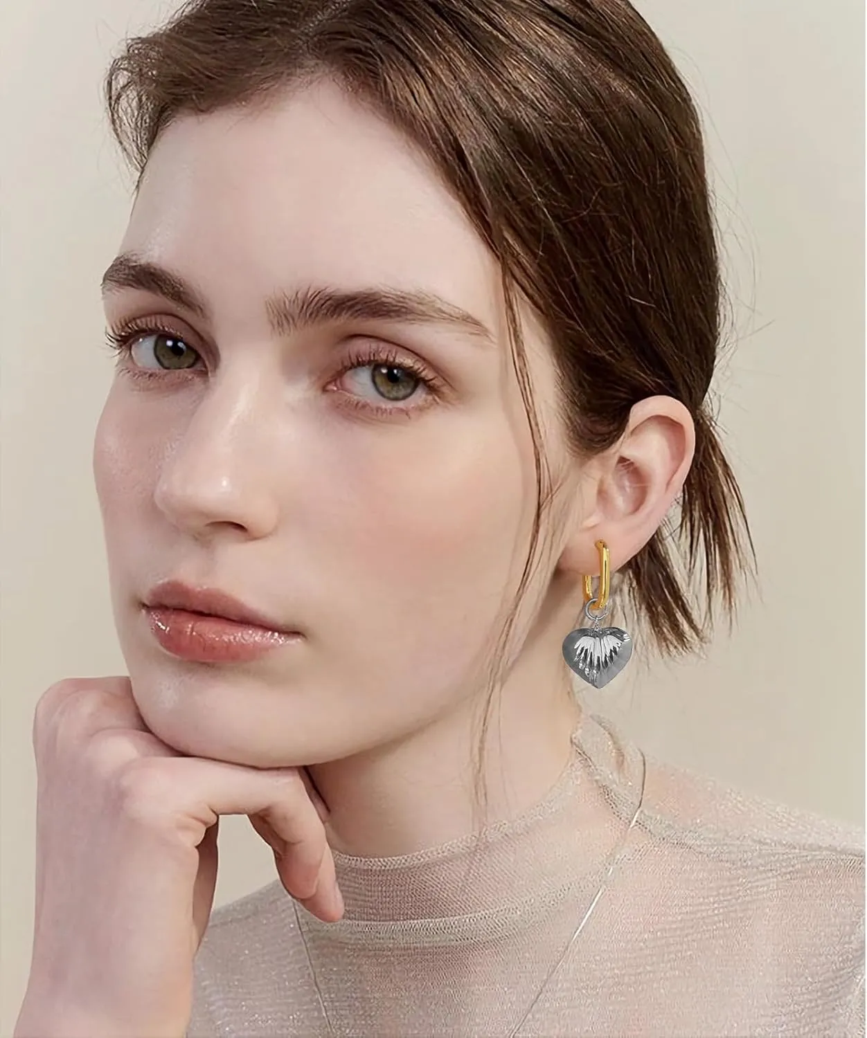 Cute Heart Earrings for Women Dainty Gold Plated Heart Dangle Earrings Hypoallergenic Gold and Silver Heart Huggie Earrings Simple Heart Charm Huggie Hoop Earrings Trendy Valentines Earrings