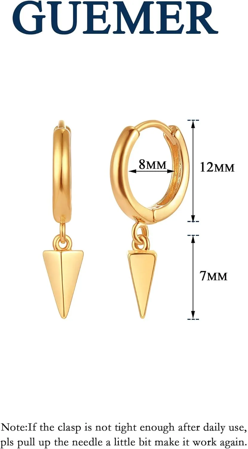 Dainty Huggie Hoop Earrings for Women 14k Gold Plated Spike Hoops Beaded Tiny Star Lock Lightning Dangle Evil Eye Earring Silver Tone