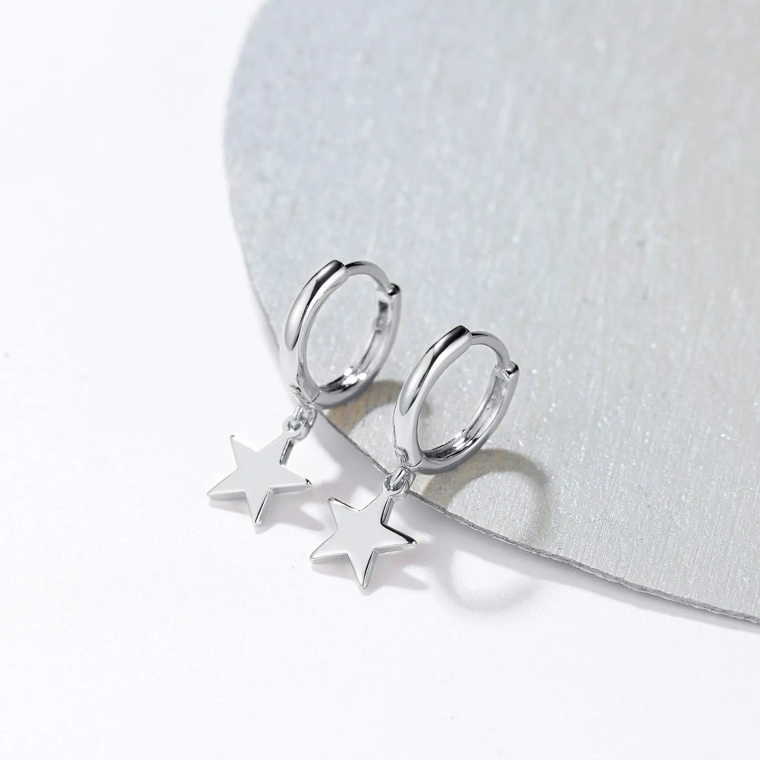 Dainty Huggie Hoop Earrings for Women 14k Gold Plated Spike Hoops Beaded Tiny Star Lock Lightning Dangle Evil Eye Earring Silver Tone