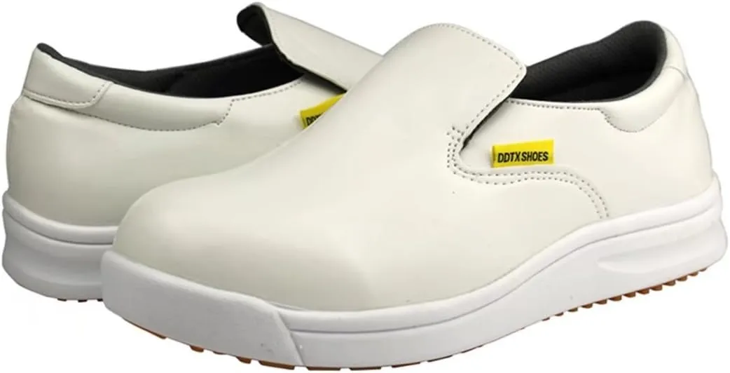DDTX Slip Oil Resistant Slip-on Mens Work Shoes Black/White