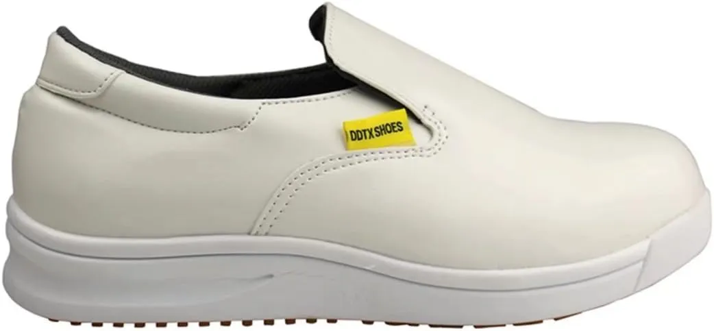 DDTX Slip Oil Resistant Slip-on Mens Work Shoes Black/White