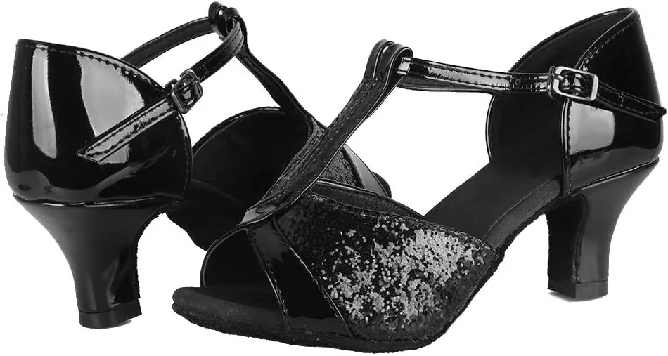 DKZSYIM Glitter Women Latin Dance Shoes Ballroom Salsa Tango Practice Performence Party Dancing Shoes,Model NU259