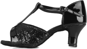 DKZSYIM Glitter Women Latin Dance Shoes Ballroom Salsa Tango Practice Performence Party Dancing Shoes,Model NU259