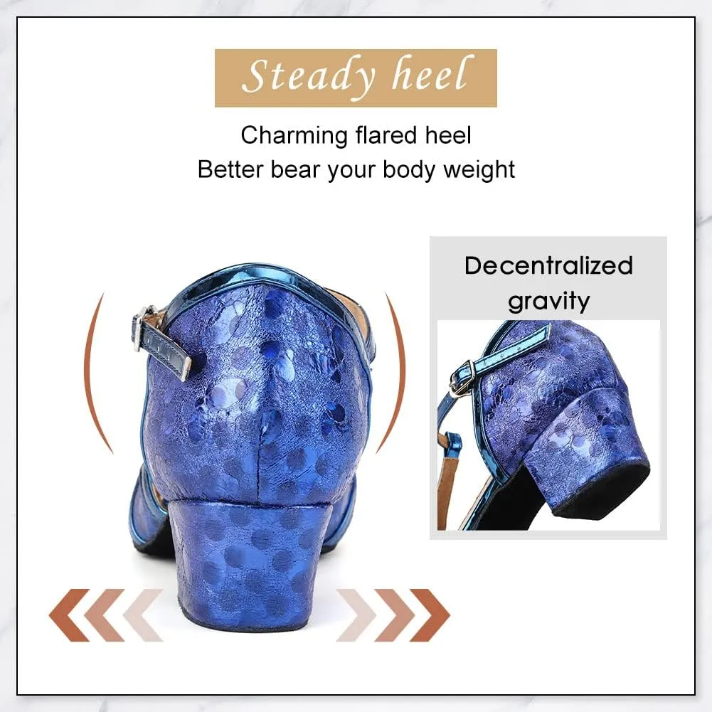 DKZSYIM Glitter Women Latin Dance Shoes Closed Toe Ballroom Salsa Tango Practice Performence Party Dancing Shoes,Model CMJ-511