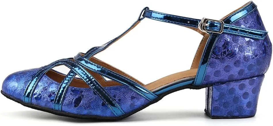 DKZSYIM Glitter Women Latin Dance Shoes Closed Toe Ballroom Salsa Tango Practice Performence Party Dancing Shoes,Model CMJ-511
