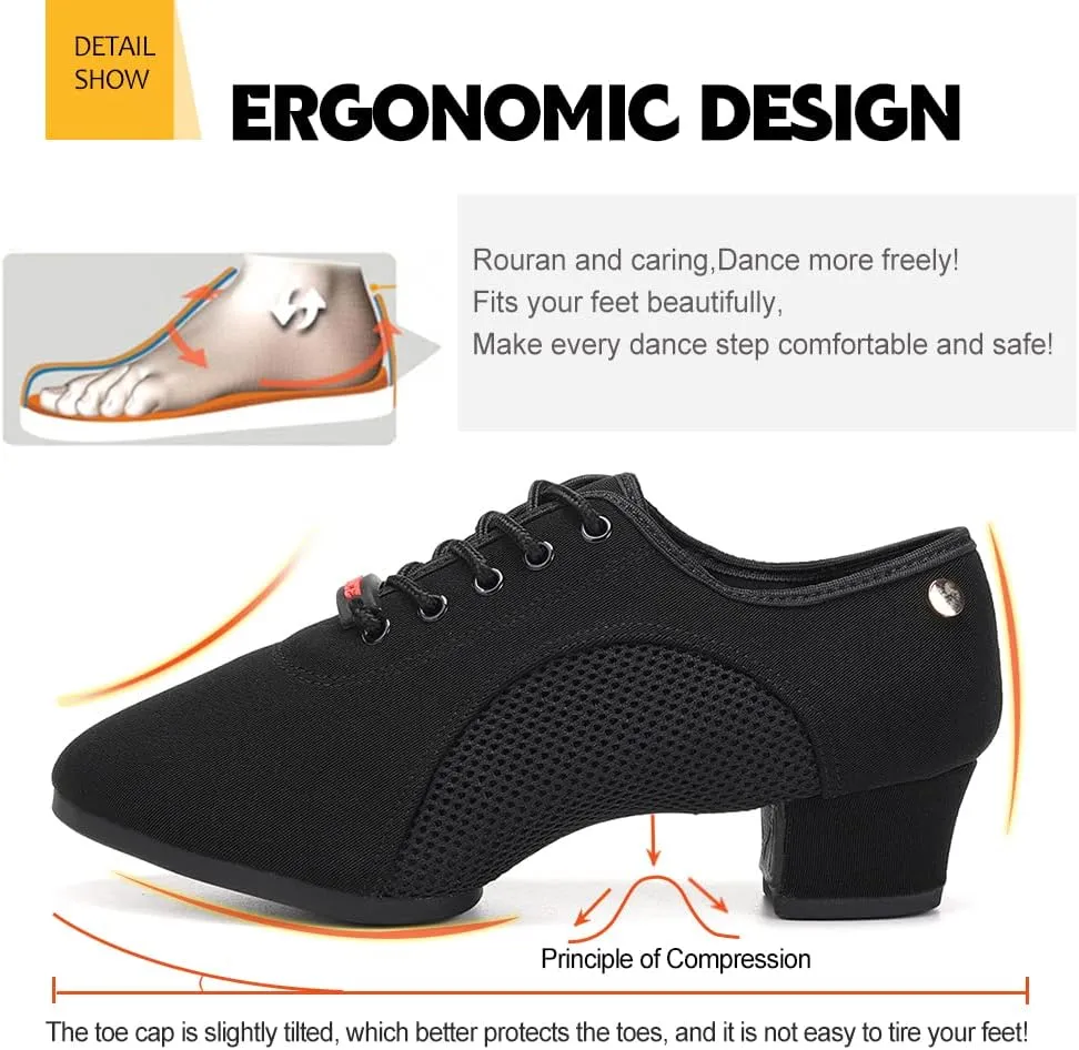 DKZSYIM Men and Women's Boost Dance Sneaker Modern Jazz Ballroom Performance Dance-Sneakers Sports Shoes,Model LHD-NJB