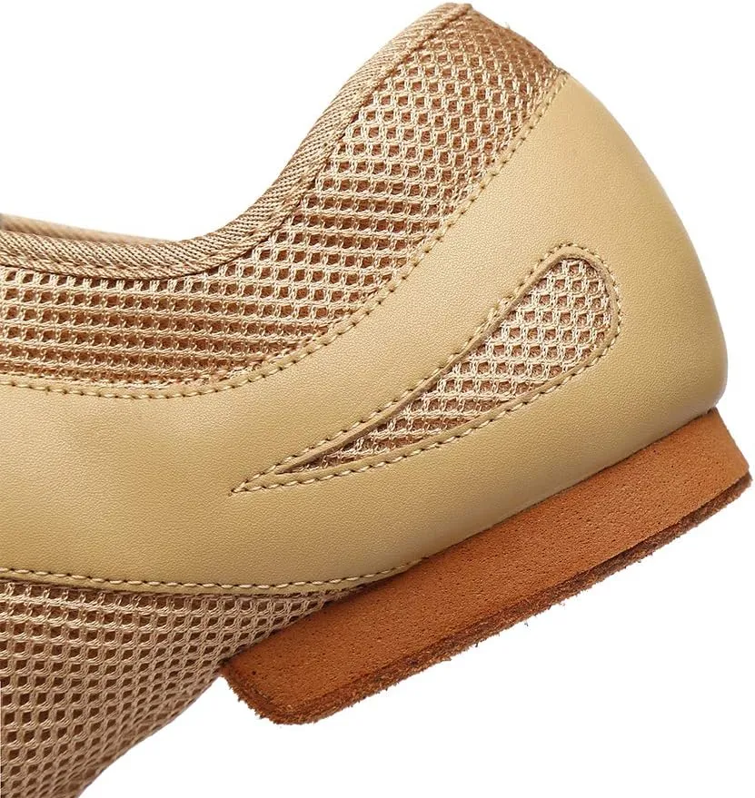 DKZSYIM Men's Leather Professional Latin Dance Shoes Ballroom Jazz Tango Waltz Performance Suede Sole Shoes with Net Surface Model YCL400