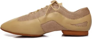 DKZSYIM Men's Leather Professional Latin Dance Shoes Ballroom Jazz Tango Waltz Performance Suede Sole Shoes with Net Surface Model YCL400