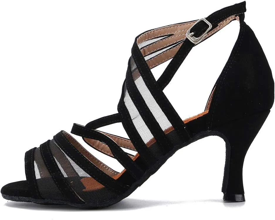 DKZSYIM Women's Latin Dance Shoes Ballroom Performance Salsa Practice Dancing Shoes,Model YCL300