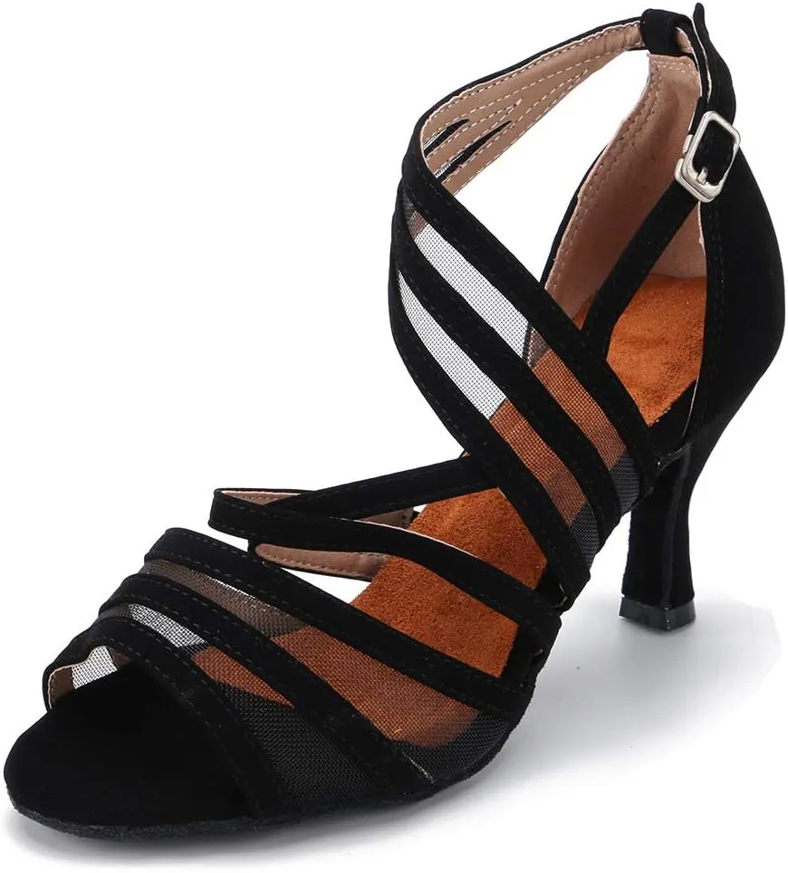 DKZSYIM Women's Latin Dance Shoes Ballroom Performance Salsa Practice Dancing Shoes,Model YCL300