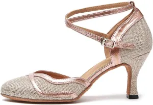 DKZSYIM Women's Latin Dance Shoes Ballroom Performance Sequin Wedding Dance Shoes,Model YCL135