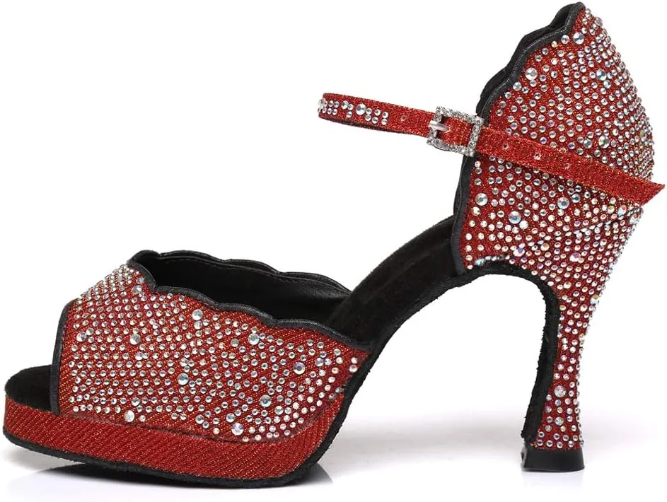 DKZSYIM Women's Latin Dance Shoes Ballroom Practice Performance Dance Shoes Model YCL391