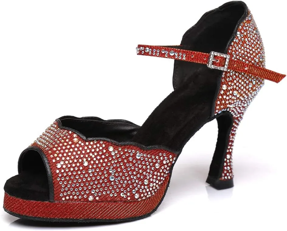 DKZSYIM Women's Latin Dance Shoes Ballroom Practice Performance Dance Shoes Model YCL391