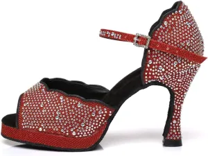 DKZSYIM Women's Latin Dance Shoes Ballroom Practice Performance Dance Shoes Model YCL391