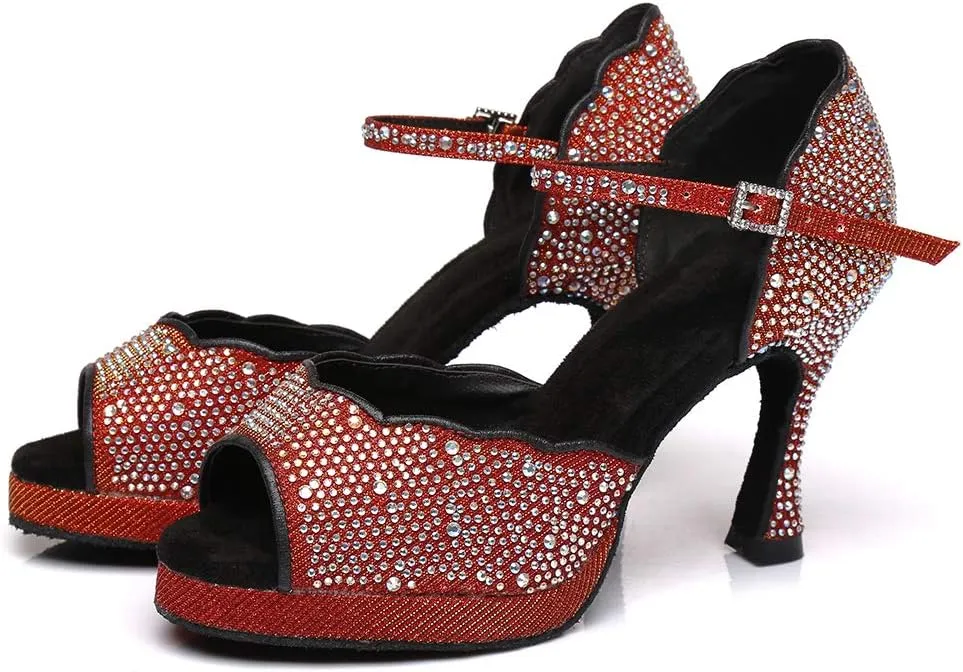 DKZSYIM Women's Latin Dance Shoes Ballroom Practice Performance Dance Shoes Model YCL391