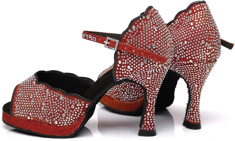DKZSYIM Women's Latin Dance Shoes Ballroom Practice Performance Dance Shoes Model YCL391