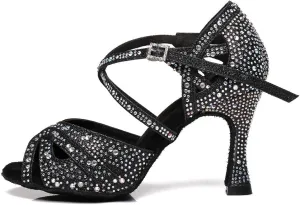 DKZSYIM Women's Latin Dance Shoes Rhinestone Dance Shoes, Wedding Dancing Shoes Model YCL390