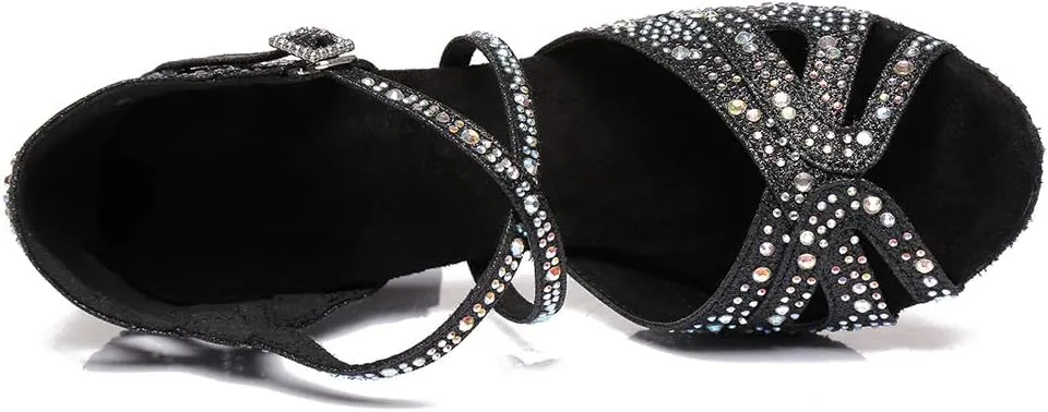 DKZSYIM Women's Latin Dance Shoes Rhinestone Dance Shoes, Wedding Dancing Shoes Model YCL390