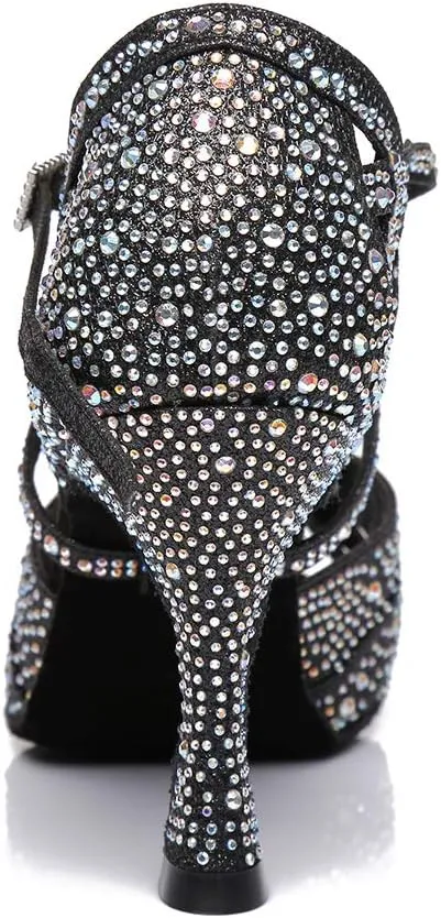 DKZSYIM Women's Latin Dance Shoes Rhinestone Dance Shoes, Wedding Dancing Shoes Model YCL390