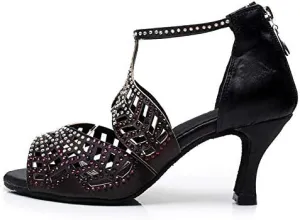 DKZSYIM Women's Rhinestone Latin Dance Shoes Ballroom Performance Shoes, Model YCL345