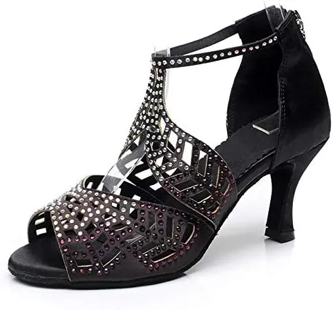 DKZSYIM Women's Rhinestone Latin Dance Shoes Ballroom Performance Shoes, Model YCL345
