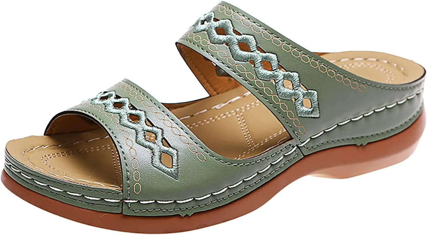 Eduavar Orthopedic Sandals for Women, Sandals for Women Casual Summer Beach Sandals Comfy Open Toe Slip-on Sandals Slippers