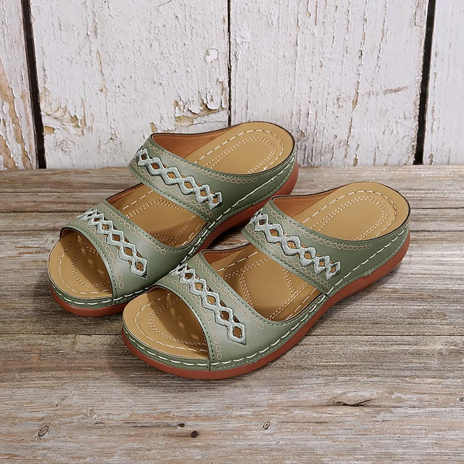 Eduavar Orthopedic Sandals for Women, Sandals for Women Casual Summer Beach Sandals Comfy Open Toe Slip-on Sandals Slippers