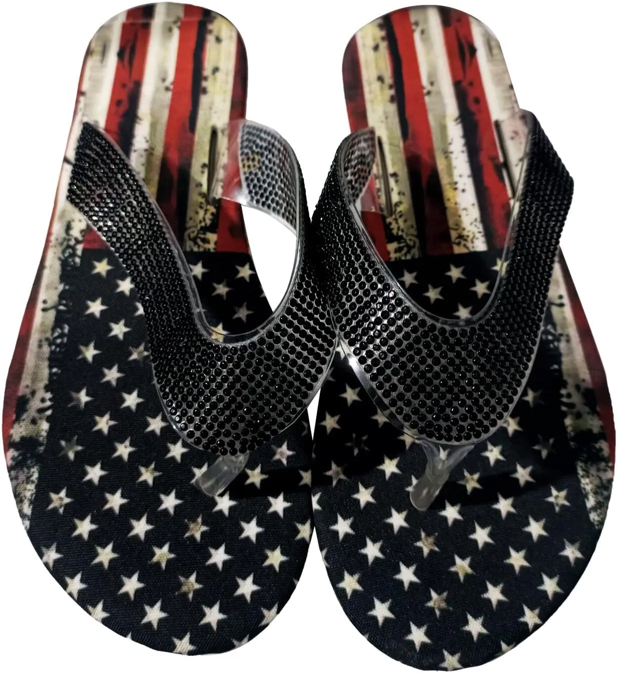 Eduavar Womens Wedge Sandals, Sandals for Women Dressy 4th of July Flip Flops Comftable Anti-Slip Flat Sandal