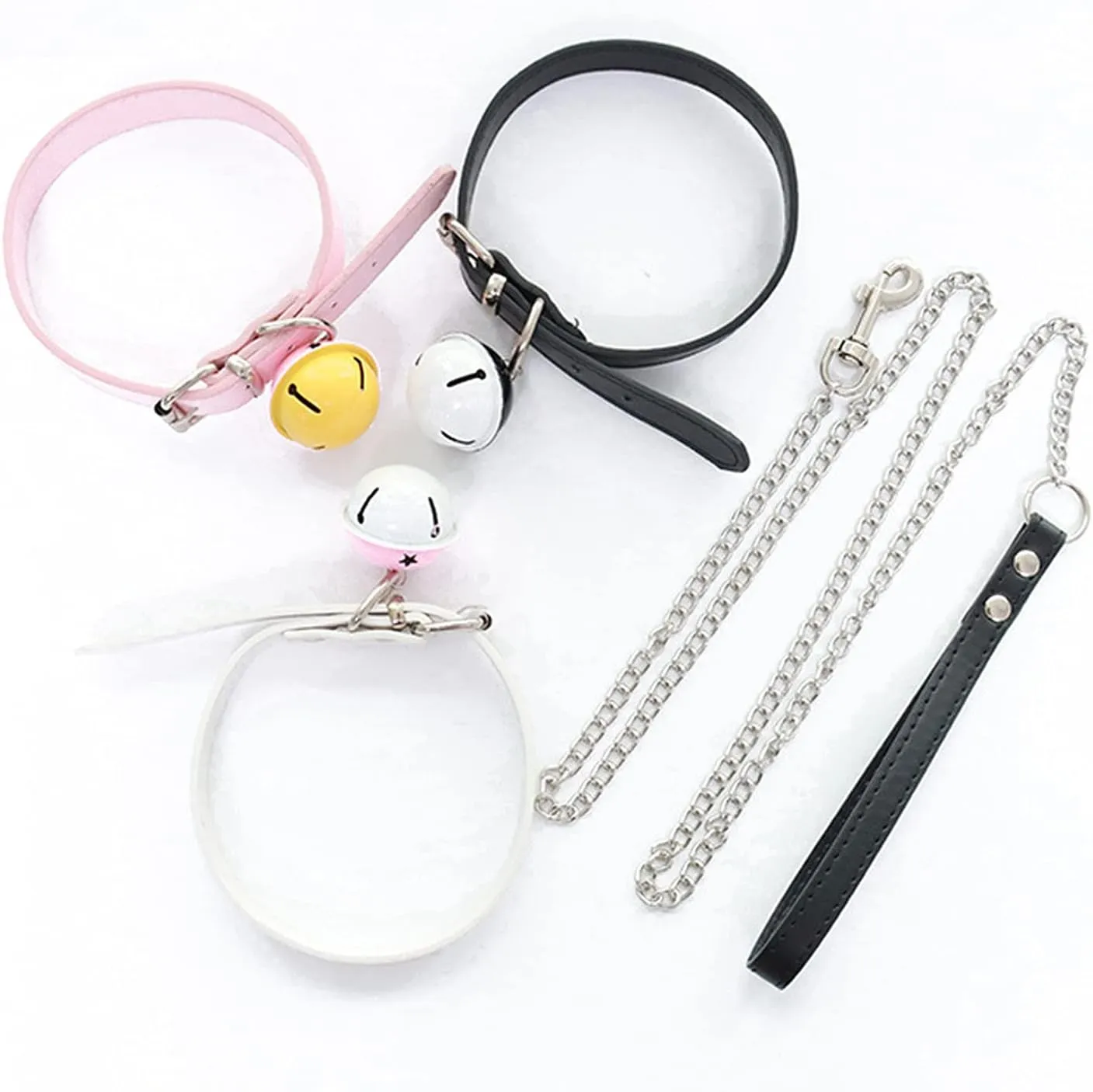 Faylay Charm Bell Collar PU Leather Choker Punk Style Drag Chain Necklace