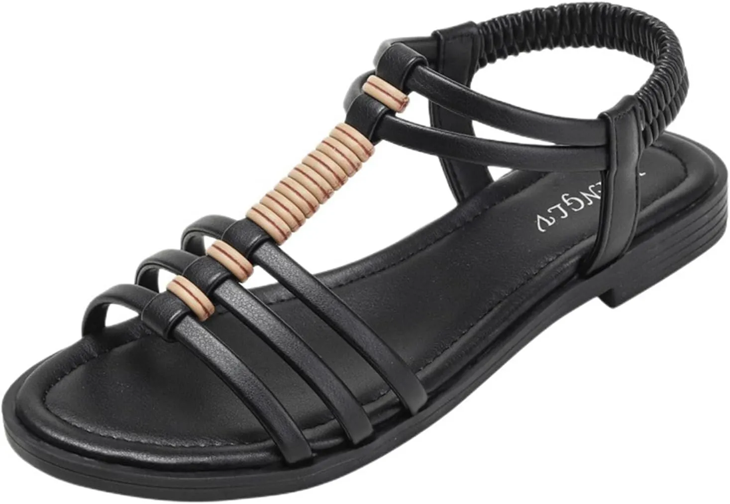 Flat Gladiator Sandals Women Comfortable Hollow Out Slip On Sandals Lightweight Beach Shoes with Adjustable Ankle Strap Slip On Shoes for Summer, Beach, Hiking & Casual Wear