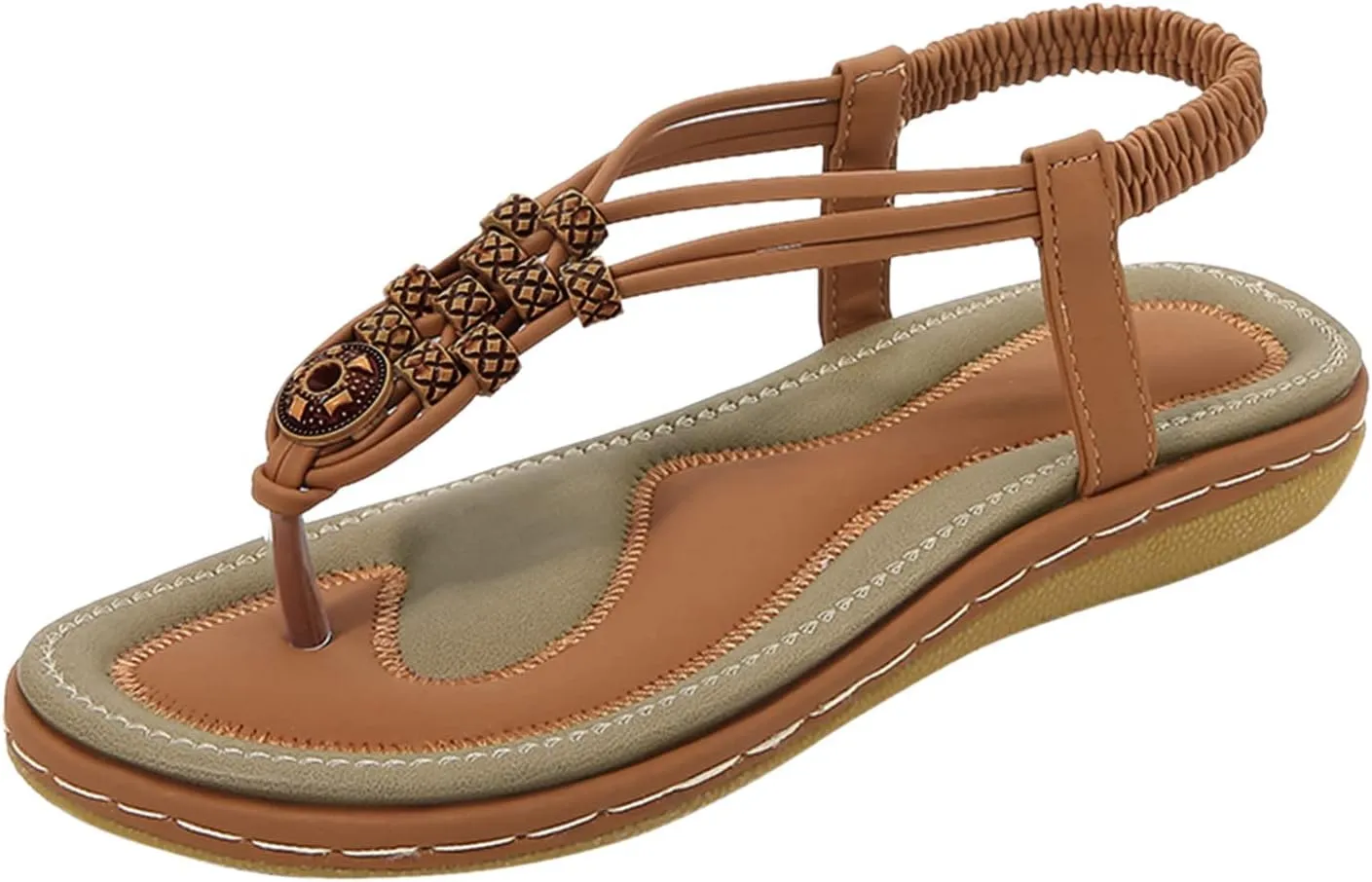 Flip Flops for Women Elastic Ankle Strap Sandals Dressy Casual Sandals Summer Beach Sandals Arch Support Shoes