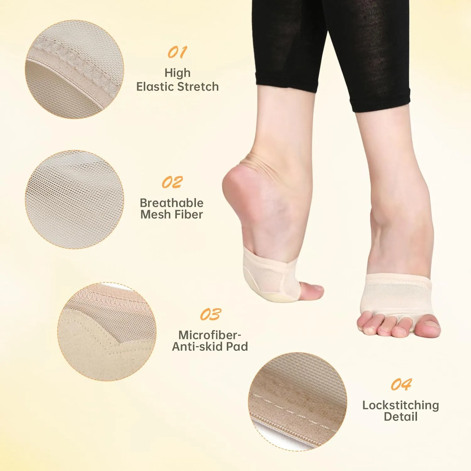 Foot Undies Thongs Half Sole Dance Shoes 5 Toe Lyrical Dance Paws Pads Ballet Contemporary Dance Shoes for Women Girls