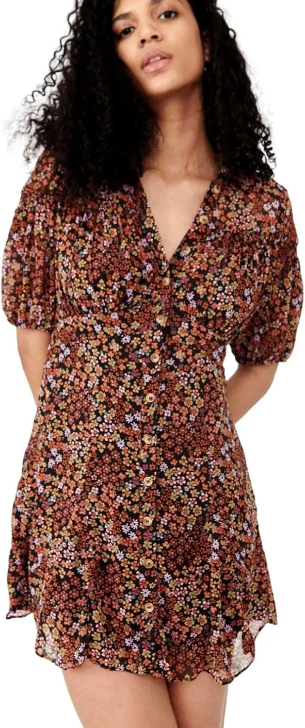 Free People Womens Bonnie Floral Chiffon Mini Dress Multi XS