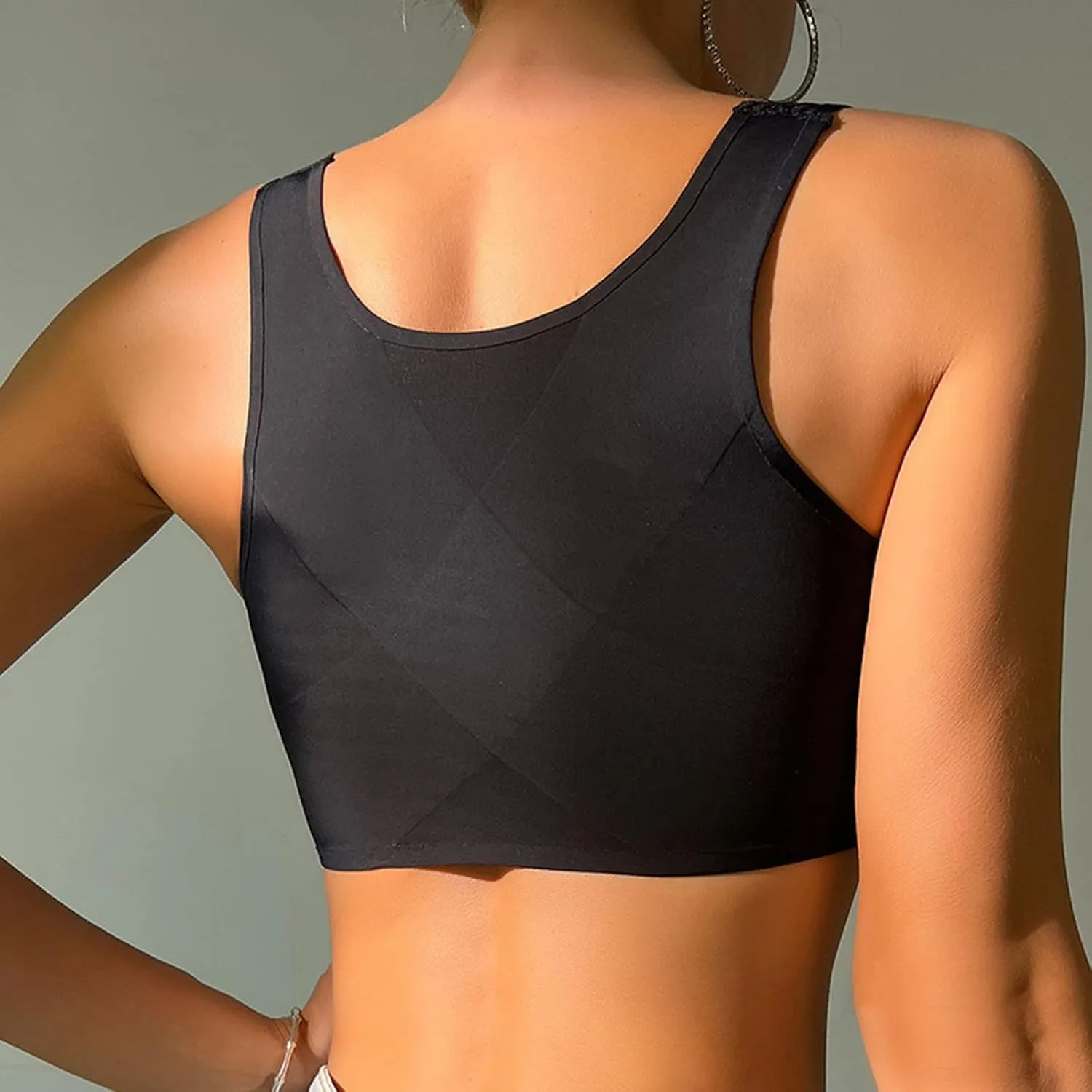 Front Close Lace Bra for Women Wireless Comfy Post Surgery Padded Support Wirefree Bra Racerback T-Shirt Shapewear Bra