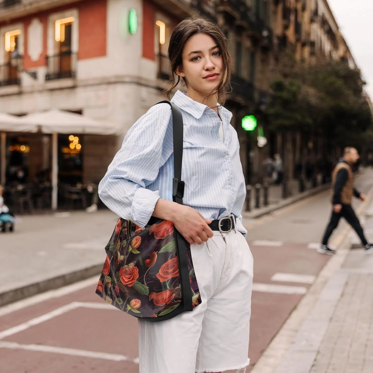 GAIGEO Pink and Blue Shoulder Strap Bag, Men Shoulder Bag Leather, Leather Shoulder Bag