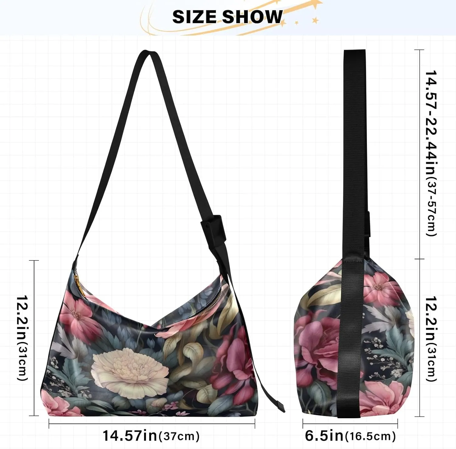 GAIGEO Watercolor Blue and Gold Foliage Trendy Shoulder Bag, Leather Shoulder Bag, Shoulder Sling Bag for Men