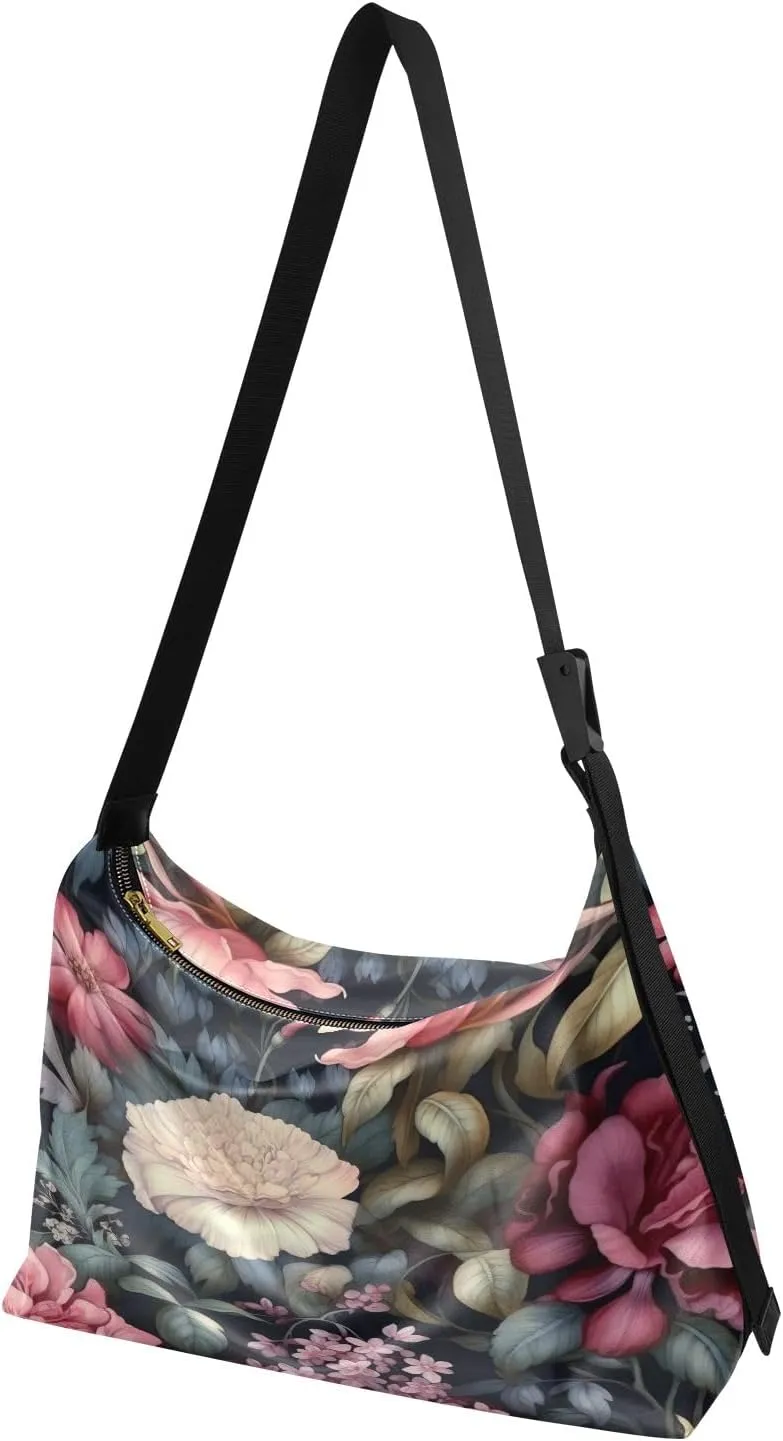 GAIGEO Watercolor Blue and Gold Foliage Trendy Shoulder Bag, Leather Shoulder Bag, Shoulder Sling Bag for Men