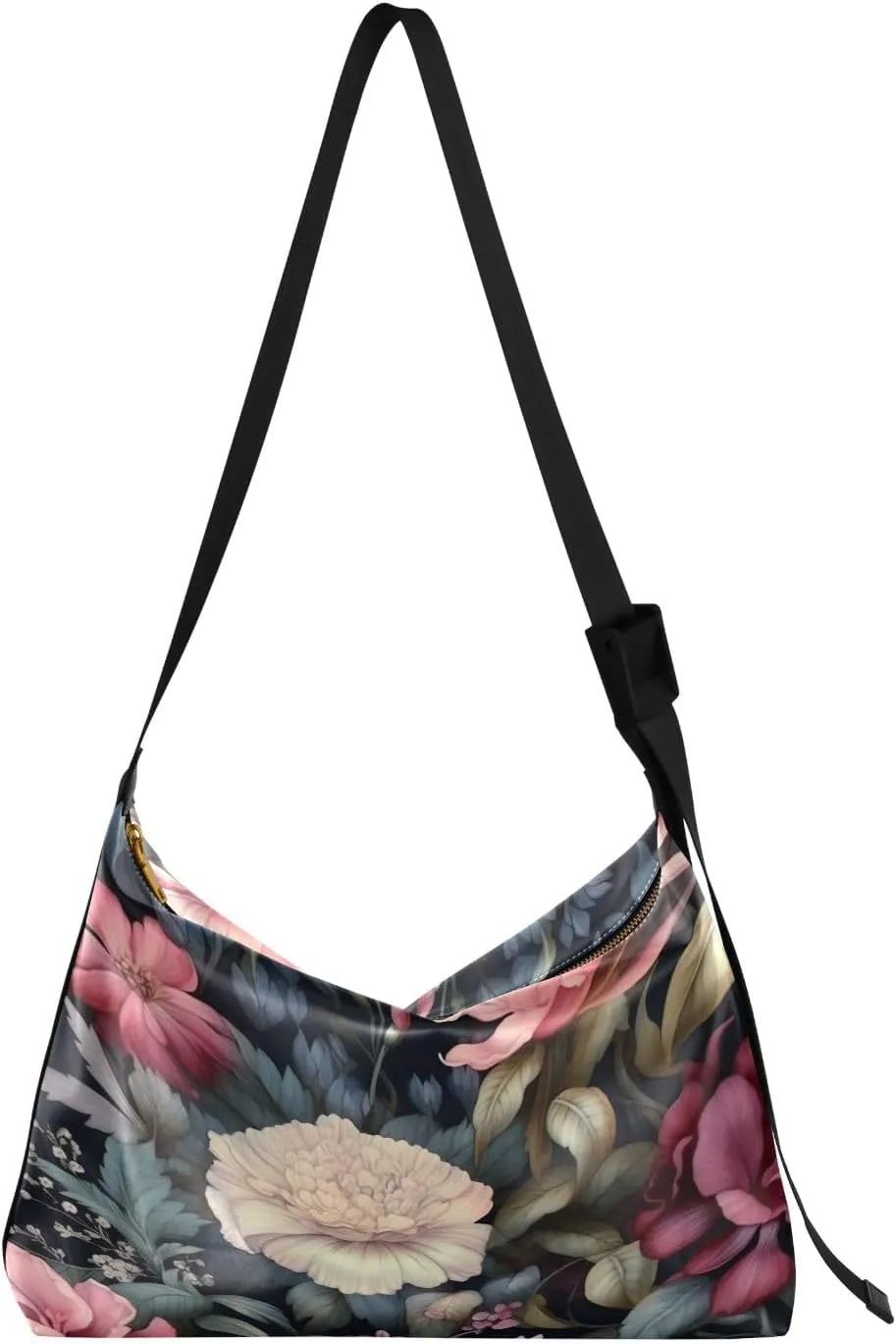 GAIGEO Watercolor Blue and Gold Foliage Trendy Shoulder Bag, Leather Shoulder Bag, Shoulder Sling Bag for Men