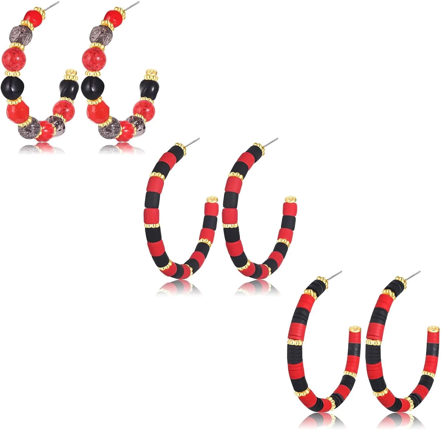 Game Day Hoop Earrings Heishi Crystal Bead Hoop Dangle Earrings Sports Football Team Spirit Game Day Earrings Jewelry Gift for Team Mom