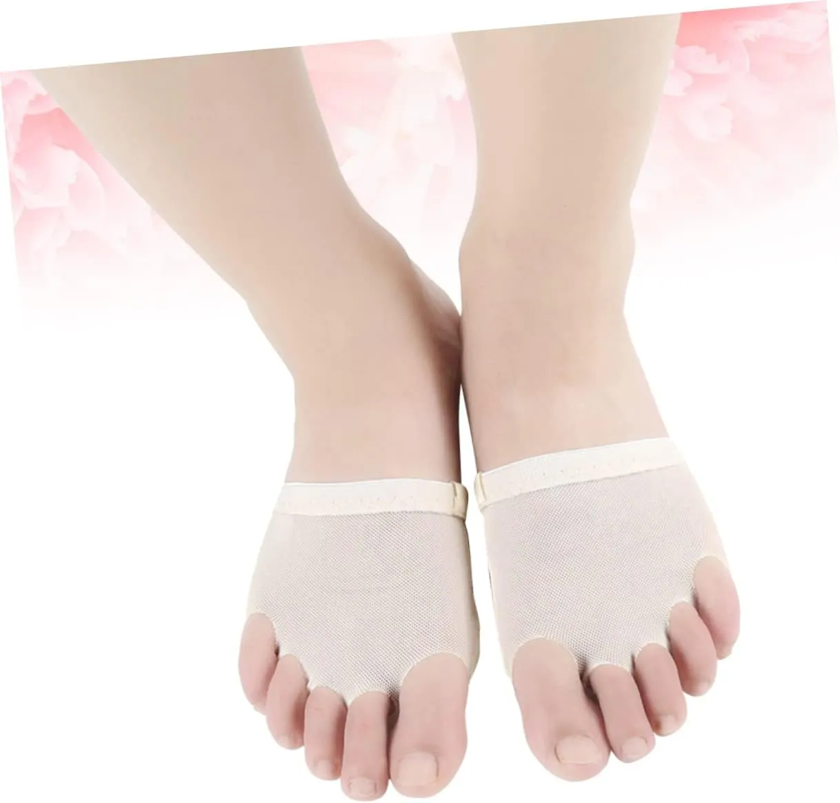 Gatuida Set Belly Ballet Foot Half Palm Dance Shoes Set for Practice Comfortable Sole for Ballet Gymnastics Yoga and Contemporary Dance Beige