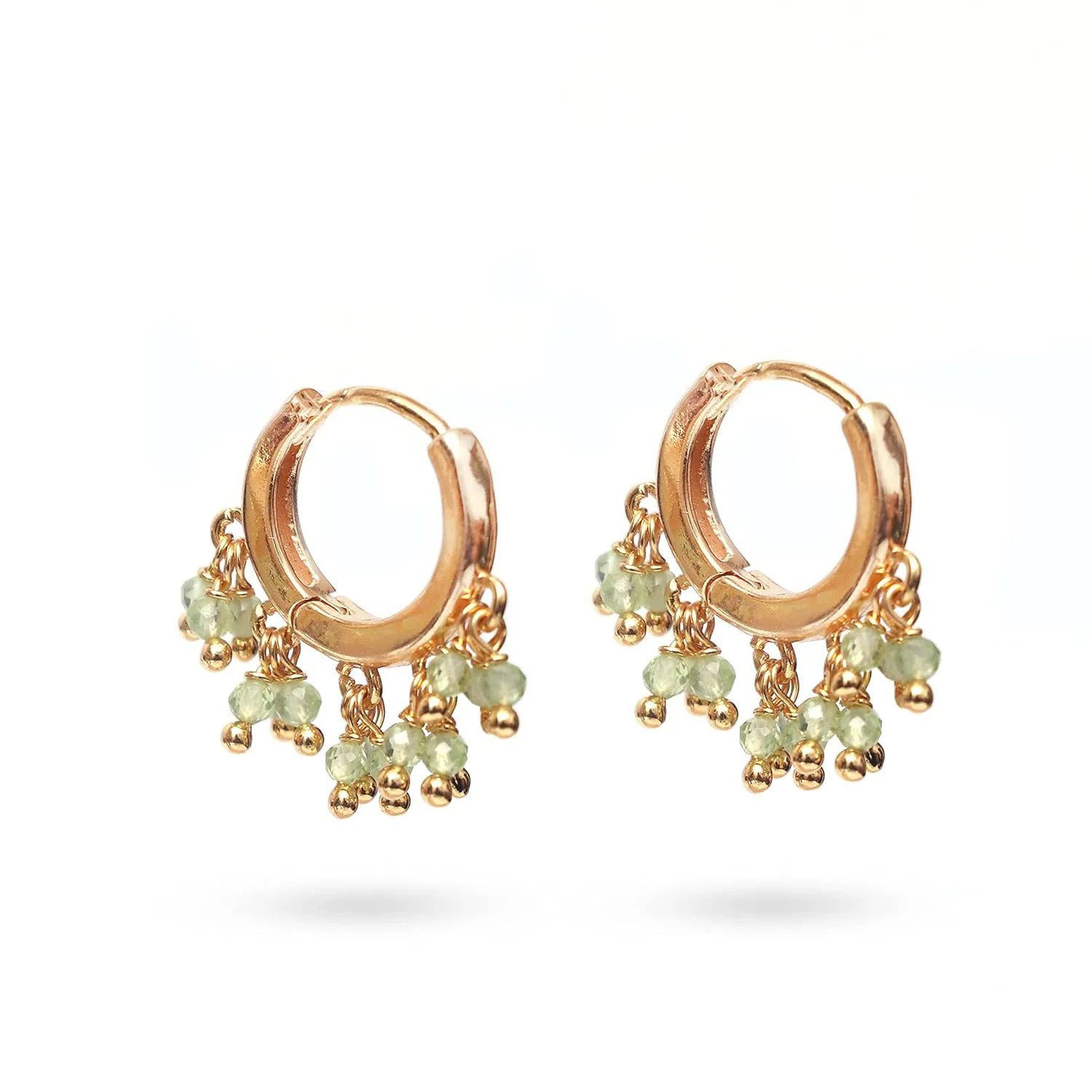 Gempires Green Peridot Beaded Earrings August Birthstone Gemstone Gifts Hypoallergenic Gold Plated Dainty Handmade Crystal Jewelry